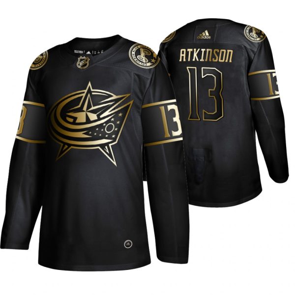 Premium Adidas Blue Jackets #13 Cam Atkinson Men's 2019 Black Golden Edition Authentic Stitched NHL Jersey