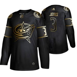 Premium Adidas Blue Jackets #3 Seth Jones Men's 2019 Black Golden Edition Authentic Stitched NHL Jersey