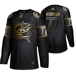 Outstanding Adidas Blue Jackets #77 Josh Anderson Men's 2019 Black Golden Edition Authentic Stitched NHL Jersey