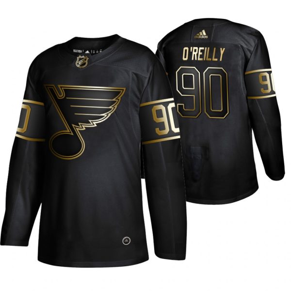 Gorgeous Adidas Blues #90 Ryan O'Reilly Men's 2019 Black Golden Edition Authentic Stitched NHL Jersey