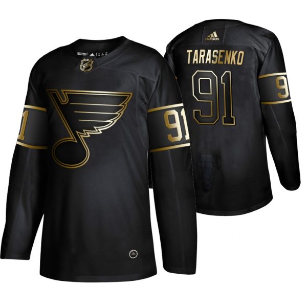 Superior Adidas Blues #91 Vladimir Tarasenko Men's 2019 Black Golden Edition Authentic Stitched NHL Jersey