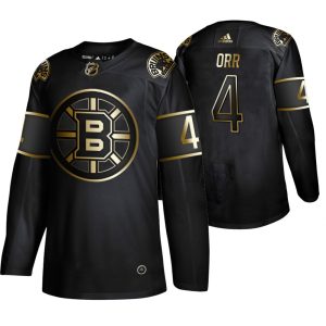 Outstanding Adidas Bruins #4 Bobby Orr Men's 2019 Black Golden Edition Retired Player Authentic Stitched NHL Jersey