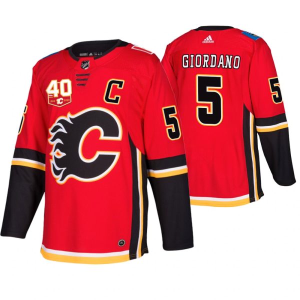 Magnificent Adidas Calgary Flames #5 Mark Giordano 40th Anniversary Third 2019 20 NHL Jersey