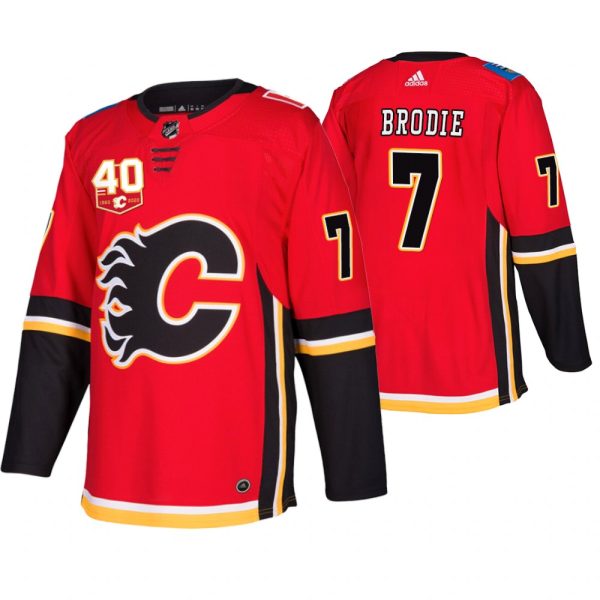 Gorgeous Adidas Calgary Flames #7 TJ Brodie 40th Anniversary Third 2019 20 NHL Jersey