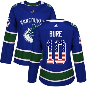 Outstanding Adidas Canucks #10 Pavel Bure Blue Home Authentic USA Flag Women's Stitched NHL Jersey