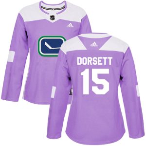 Stunning Adidas Canucks #15 Derek Dorsett Purple Authentic Fights Cancer Women's Stitched NHL Jersey