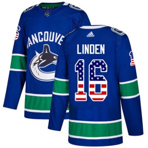 First - rate Adidas Canucks #16 Trevor Linden Blue Home Authentic USA Flag Youth Stitched NHL Jersey