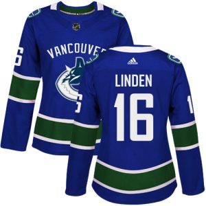 First - rate Adidas Canucks #16 Trevor Linden Blue Home Authentic Women's Stitched NHL Jersey