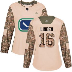 Outstanding Adidas Canucks #16 Trevor Linden Camo Authentic 2017 Veterans Day Women's Stitched NHL Jersey