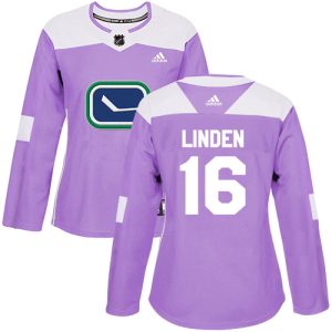 Outstanding Adidas Canucks #16 Trevor Linden Purple Authentic Fights Cancer Women's Stitched NHL Jersey