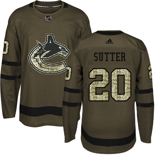 Superior Adidas Canucks #20 Brandon Sutter Green Salute to Service Stitched NHL Jersey