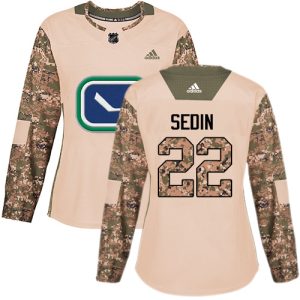 Stunning Adidas Canucks #22 Daniel Sedin Camo Authentic 2017 Veterans Day Women's Stitched NHL Jersey
