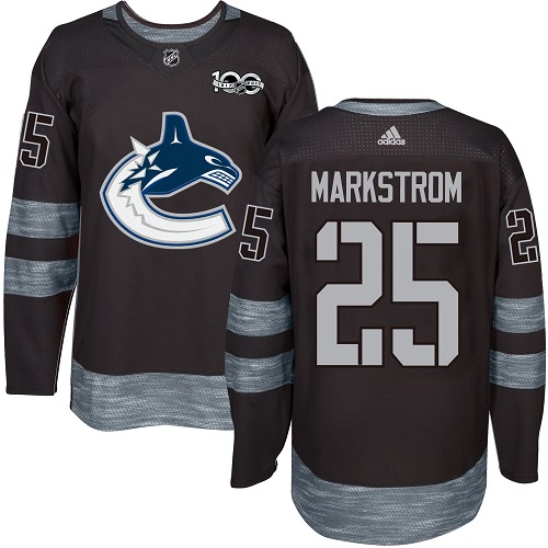 Premium Adidas Canucks #25 Jacob Markstrom Black 1917 2017 100th Anniversary Stitched NHL Jersey