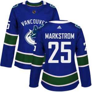 Stunning Adidas Canucks #25 Jacob Markstrom Blue Home Authentic Women's Stitched NHL Jersey