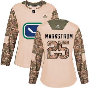Stunning Adidas Canucks #25 Jacob Markstrom Camo Authentic 2017 Veterans Day Women's Stitched NHL Jersey