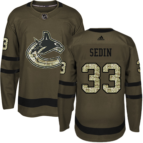 Splendid Adidas Canucks #33 Henrik Sedin Green Salute to Service Stitched NHL Jersey