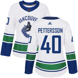 Premium Adidas Canucks #40 Elias Pettersson White Road Authentic Women's Stitched NHL Jersey