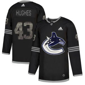 Splendid Adidas Canucks #43 Quinn Hughes Black Authentic Classic Stitched NHL Jersey