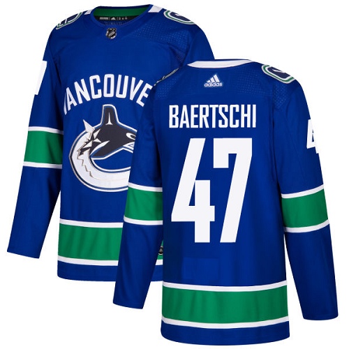 Premium Adidas Canucks #47 Sven Baertschi Blue Home Authentic Stitched NHL Jersey