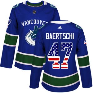 Gorgeous Adidas Canucks #47 Sven Baertschi Blue Home Authentic USA Flag Women's Stitched NHL Jersey