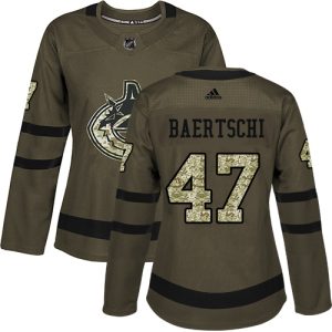 Stunning Adidas Canucks #47 Sven Baertschi Green Salute to Service Women's Stitched NHL Jersey