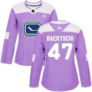 Exquisite Adidas Canucks #47 Sven Baertschi Purple Authentic Fights Cancer Women's Stitched NHL Jersey