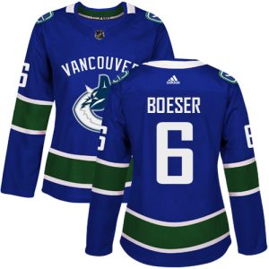 Outstanding Adidas Canucks #6 Brock Boeser Blue Home Authentic Women's Stitched NHL Jersey