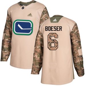 Stunning Adidas Canucks #6 Brock Boeser Camo Authentic 2017 Veterans Day Stitched NHL Jersey