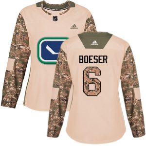 Exquisite Adidas Canucks #6 Brock Boeser Camo Authentic 2017 Veterans Day Women's Stitched NHL Jersey