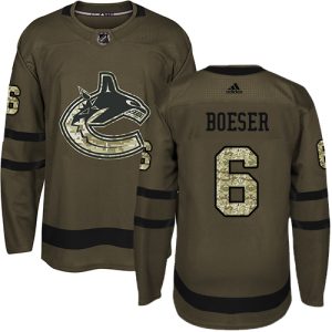 Exceptional Adidas Canucks #6 Brock Boeser Green Salute to Service Stitched NHL Jersey