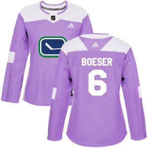 Outstanding Adidas Canucks #6 Brock Boeser Purple Authentic Fights Cancer Women's Stitched NHL Jersey
