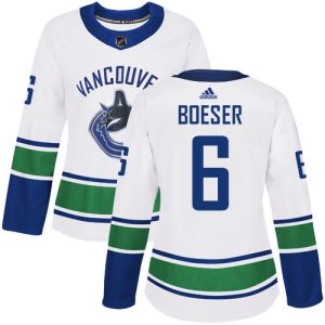 Splendid Adidas Canucks #6 Brock Boeser White Road Authentic Women's Stitched NHL Jersey