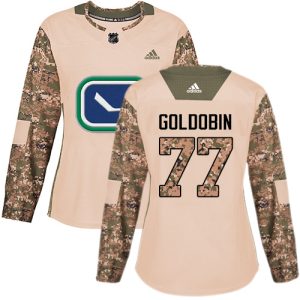Exceptional Adidas Canucks #77 Nikolay Goldobin Camo Authentic 2017 Veterans Day Women's Stitched NHL Jersey