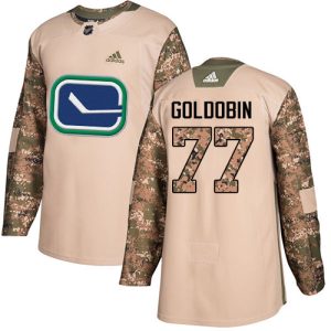 Stunning Adidas Canucks #77 Nikolay Goldobin Camo Authentic 2017 Veterans Day Youth Stitched NHL Jersey