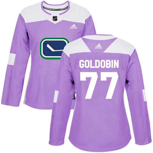 Magnificent Adidas Canucks #77 Nikolay Goldobin Purple Authentic Fights Cancer Women's Stitched NHL Jersey
