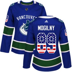 Gorgeous Adidas Canucks #89 Alexander Mogilny Blue Home Authentic USA Flag Women's Stitched NHL Jersey