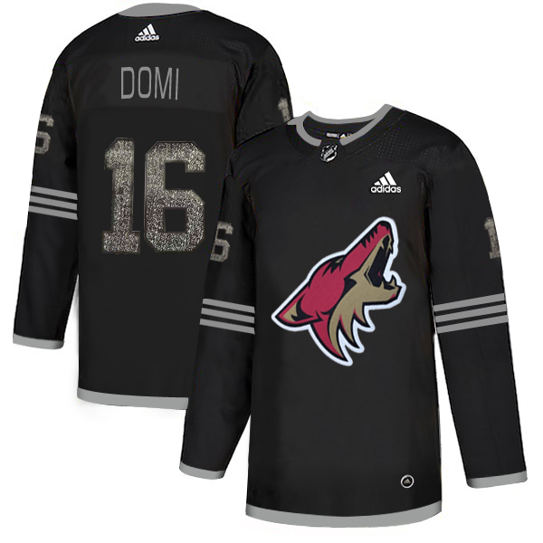 Premium Adidas Coyotes #16 Max Domi Black Authentic Classic Stitched NHL Jersey