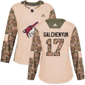 Outstanding Adidas Coyotes #17 Alex Galchenyuk Camo Authentic 2017 Veterans Day Women's Stitched NHL Jersey