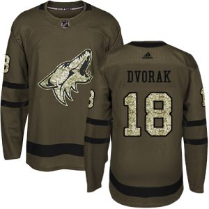 Exquisite Adidas Coyotes #18 Christian Dvorak Green Salute to Service Stitched NHL Jersey