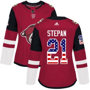 Superior Adidas Coyotes #21 Derek Stepan Maroon Home Authentic USA Flag Women's Stitched NHL Jersey