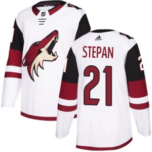 Exquisite Adidas Coyotes #21 Derek Stepan White Road Authentic Stitched NHL Jersey