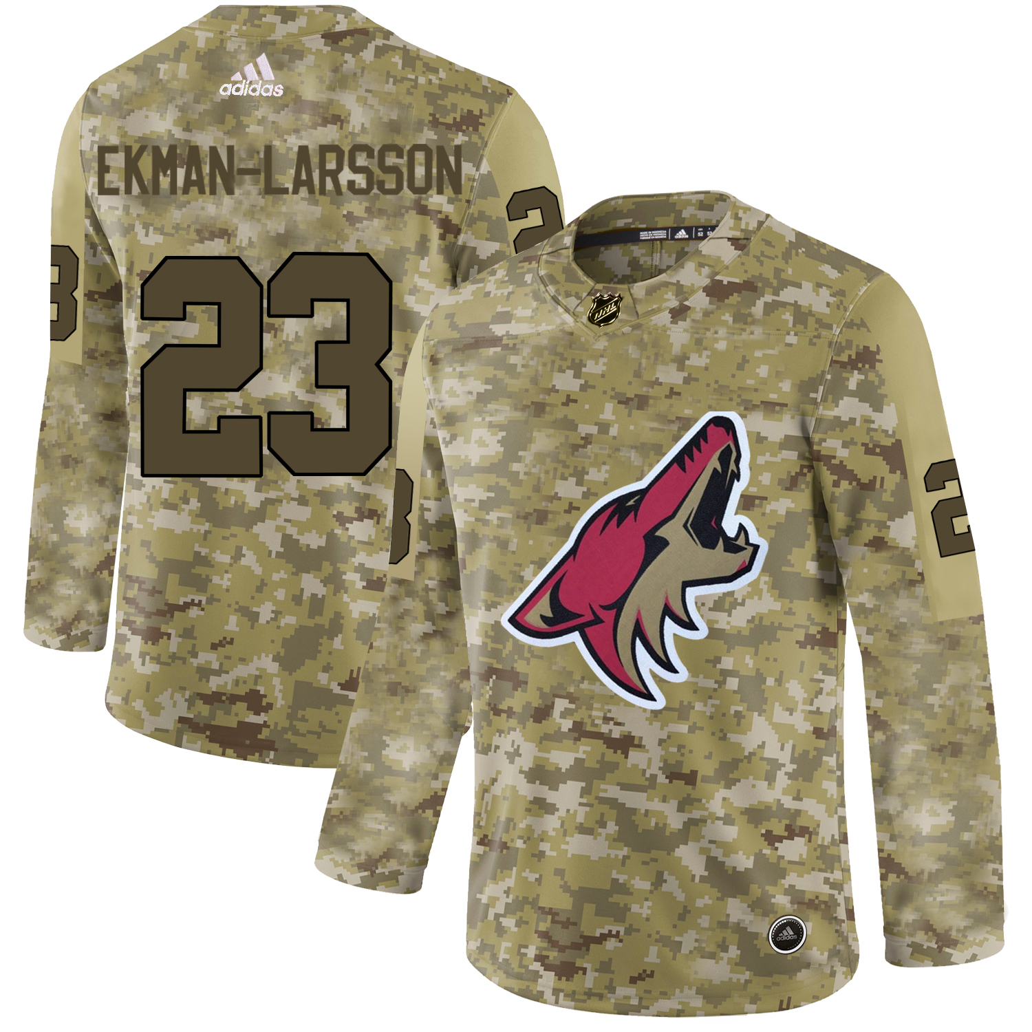 Stunning Adidas Coyotes #23 Oliver Ekman Larsson Camo Authentic Stitched NHL Jersey