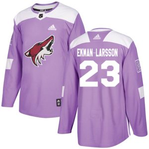 Stunning Adidas Coyotes #23 Oliver Ekman Larsson Purple Authentic Fights Cancer Stitched Youth NHL Jersey