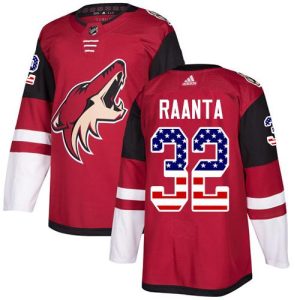 Outstanding Adidas Coyotes #32 Antti Raanta Maroon Home Authentic USA Flag Stitched NHL Jersey