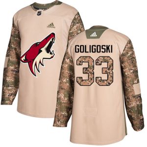 Stunning Adidas Coyotes #33 Alex Goligoski Camo Authentic 2017 Veterans Day Stitched NHL Jersey