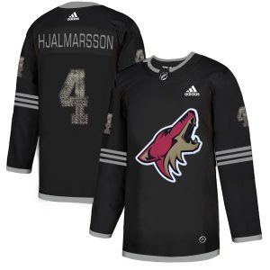 First - rate Adidas Coyotes #4 Niklas Hjalmarsson Black Authentic Classic Stitched NHL Jersey