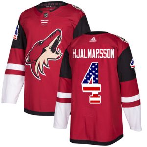 Premium Adidas Coyotes #4 Niklas Hjalmarsson Maroon Home Authentic USA Flag Stitched Youth NHL Jersey