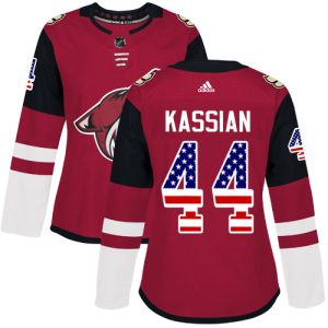 Outstanding Adidas Coyotes #44 Zack Kassian Maroon Home Authentic USA Flag Stitched Women's NHL Jersey