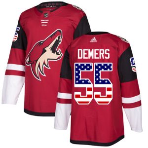 Exceptional Adidas Coyotes #55 Jason Demers Maroon Home Authentic USA Flag Stitched NHL Jersey
