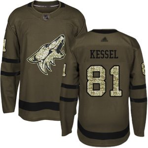 Exquisite Adidas Coyotes #81 Phil Kessel Green Salute to Service Stitched Youth NHL Jersey